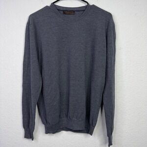 Altea Sweater Mens M Grey Merino Wool Made in Italy Preppy Minimalist Luxury